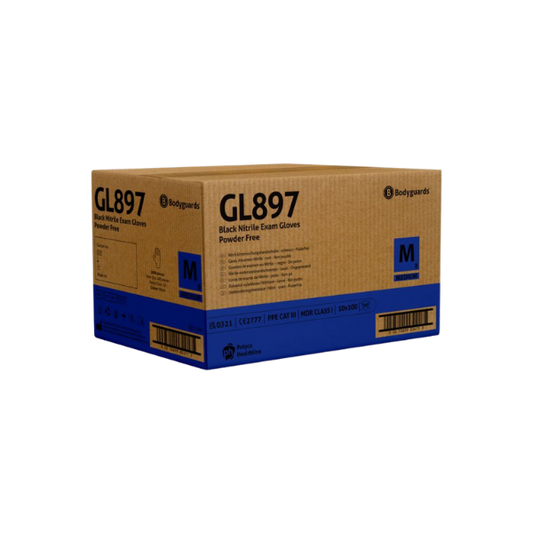 Bodyguards GL897 Black Nitrile PF Examination Gloves (10 x 100)