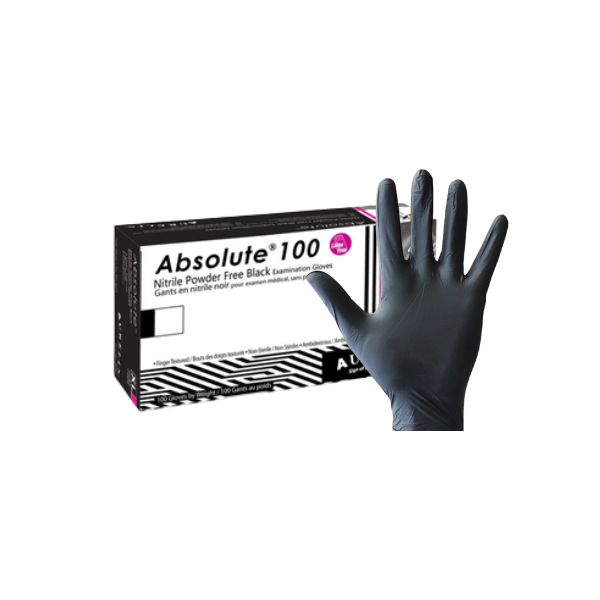 Aurelia® Absolute 100 Black Nitrile PF Gloves  (Case 10 x 100)