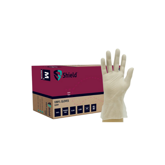 Shield GD09 Clear Vinyl PF Disposable Glove (10 x 100)