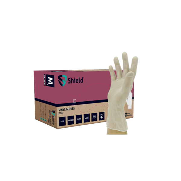 GD47® Shield Clear Vinyl Powdered Disposable Gloves (10 x 100)