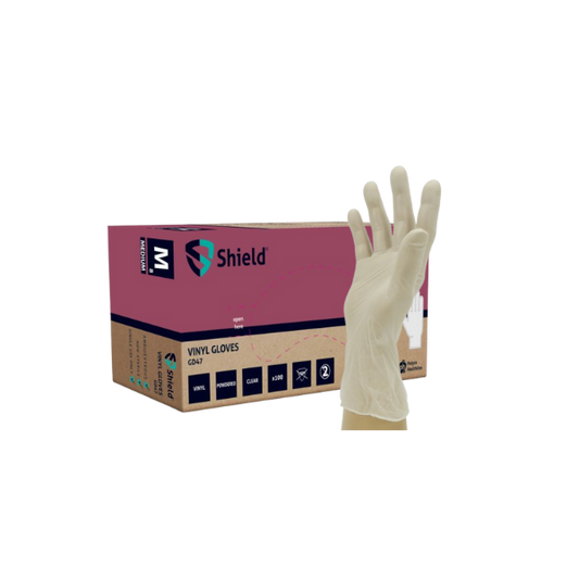 GD47® Shield Clear Vinyl Powdered Disposable Gloves (10 x 100)