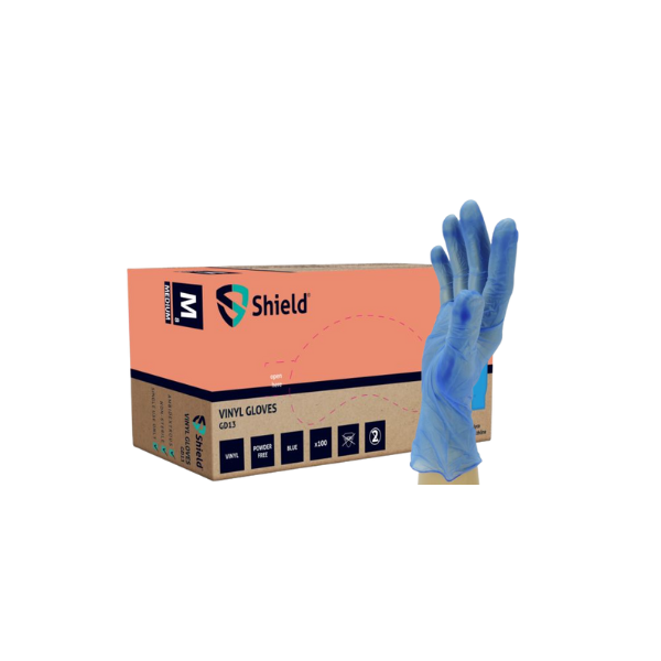 Shield GD13 Blue Vinyl PF Disposable Glove (10 x 100)