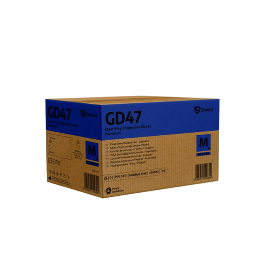 GD47® Shield Clear Vinyl Powdered Disposable Gloves (10 x 100)