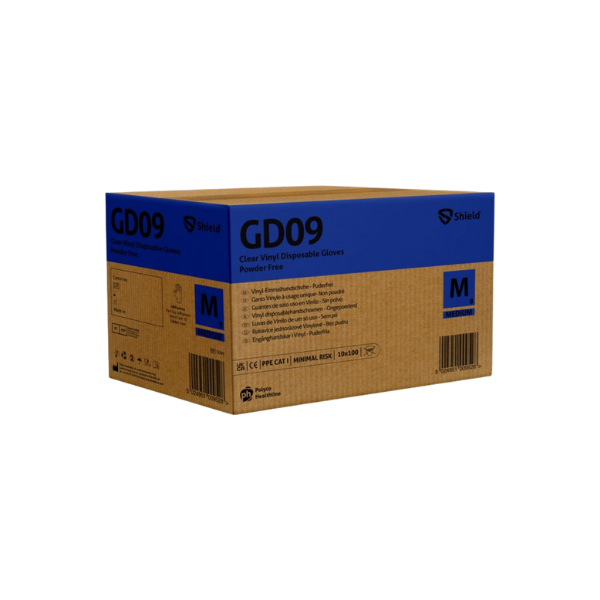 Shield GD09 Clear Vinyl PF Disposable Glove (10 x 100)