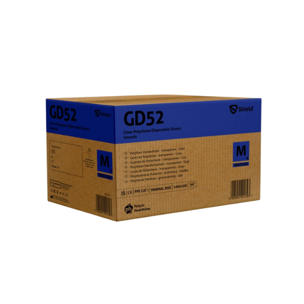 GD52 Shield® Clear Smooth Polythene Disposable gloves (100x 100)