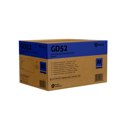 GD52 Shield® Clear Smooth Polythene Disposable gloves (100x 100)