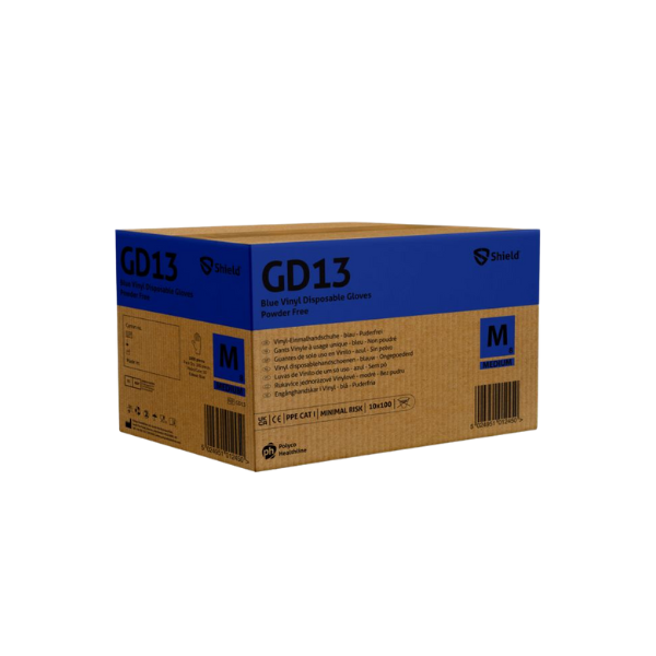 Shield GD13 Blue Vinyl PF Disposable Glove (10 x 100)