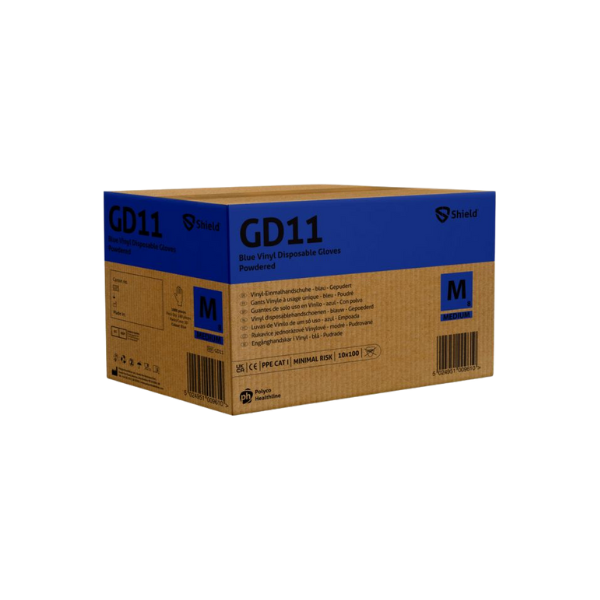 Shield GD11 Blue Vinyl Powdered Disposable Glove (10 x 100)