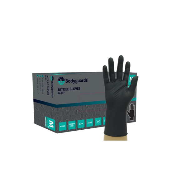 Bodyguards GL897 Black Nitrile PF Examination Gloves (10 x 100)