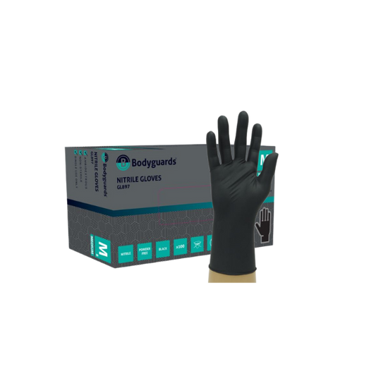 Bodyguards GL897 Black Nitrile PF Examination Gloves (10 x 100)