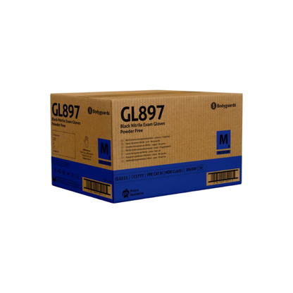 Bodyguards GL897 Black Nitrile PF Examination Gloves (10 x 100)