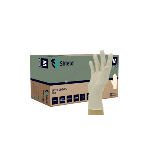 Shield GD45 Natural Latex Powdered Disposable Glove (10 x 100)