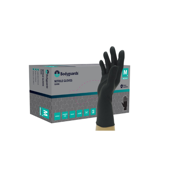 Bodyguards GL896 Black Nitrile PF Disposable Glove (10 x 100)